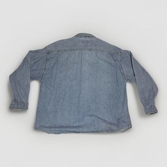 Vintage Lee Denim Shirt Large Light Wash 100% Cotton Made in Philippines - Picture 2 of 8